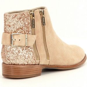 Gianni Bini Taupe Suede Rose Gold Ankle Boots